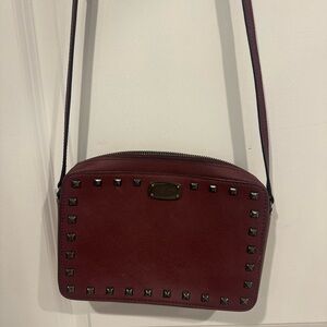 Michael Kors Burgundy Studded Crossbody Bag